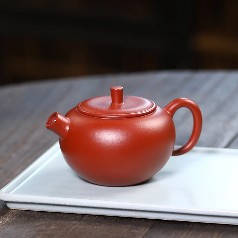 悟茶阁宜兴紫砂壶现货 创意短炮嘴5秒出汤原矿朱泥大红袍苹果壶