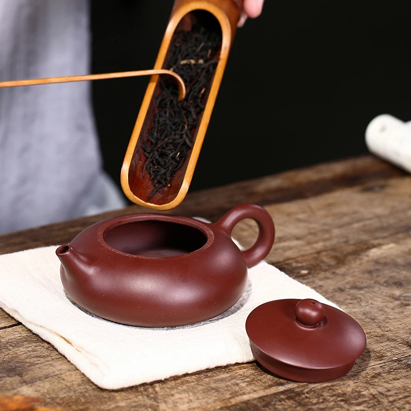 宜兴手工紫砂壶 原矿朱泥 扁西施壶家用泡茶壶功夫茶具套装礼品