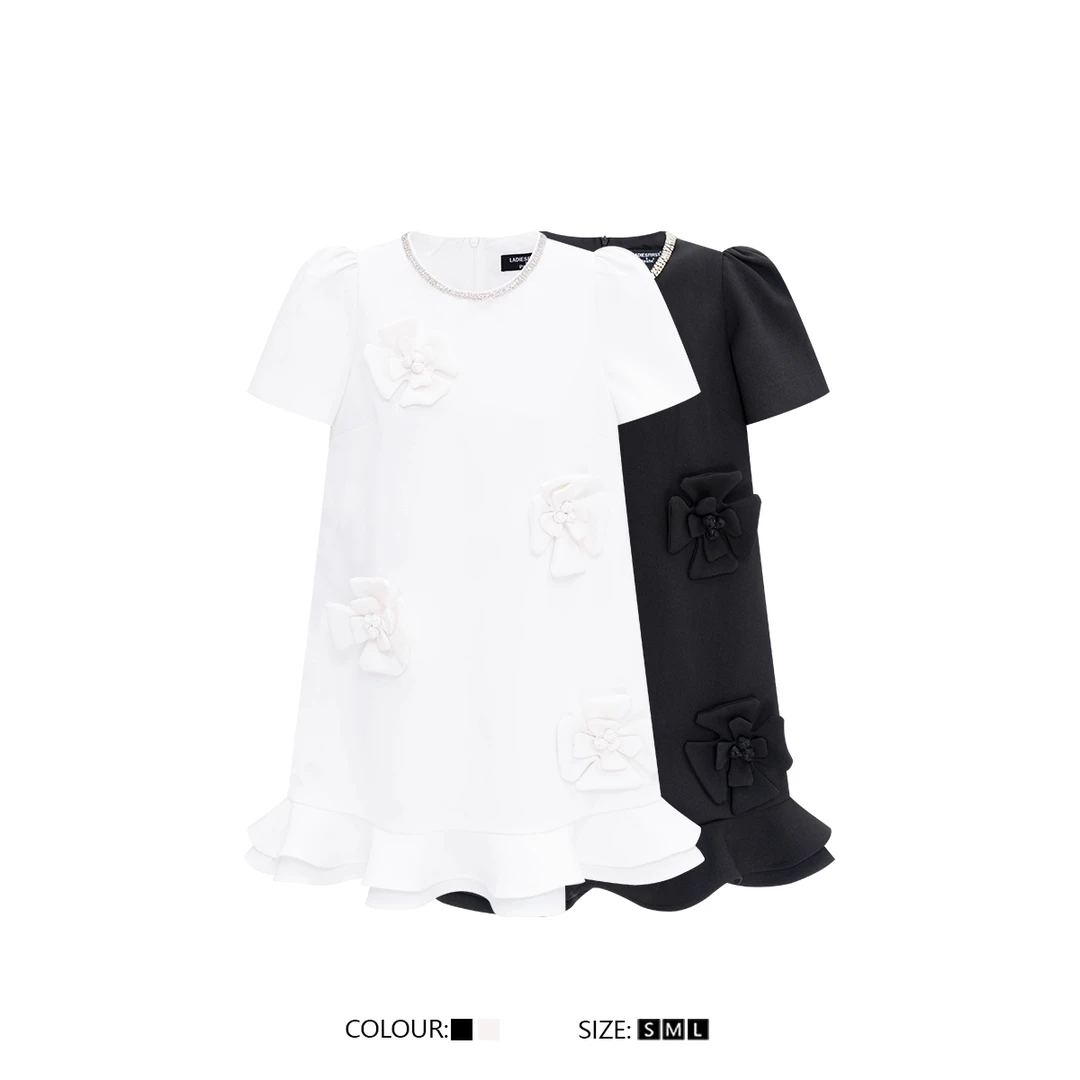 DX.DAXI【冰萃玫瑰】2024夏季时尚设计感小众荷叶花边连衣裙D9464