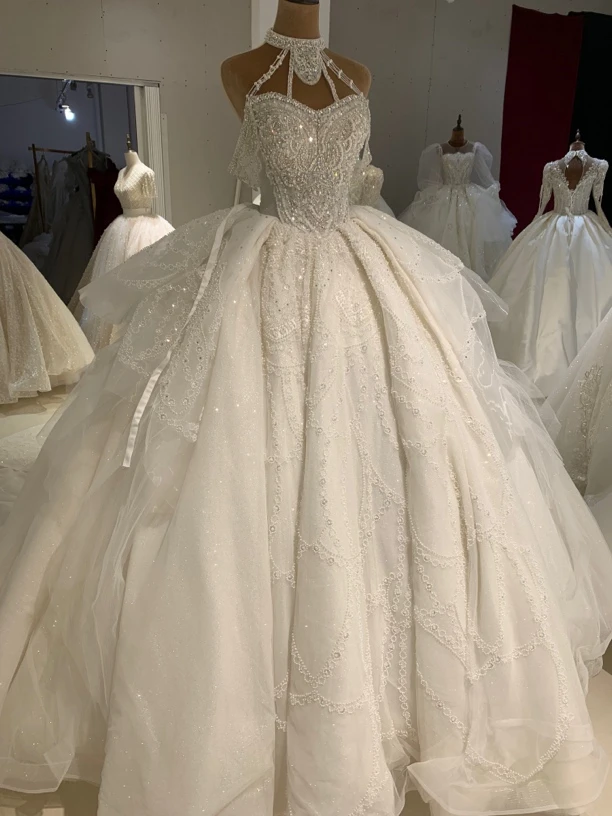 重工抹胸拖尾婚纱