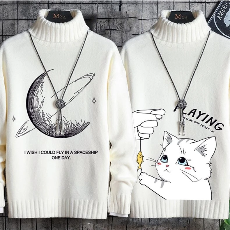 【小扬哥推荐】加绒加厚高领学生毛衣男秋冬款韩版宽松保暖高领毛