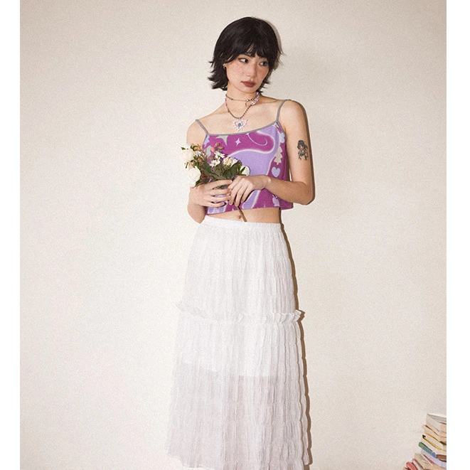 化学少女「安娜圣歌」蕾丝半身裙女装半身裙气质宽松褶皱蛋糕半身裙