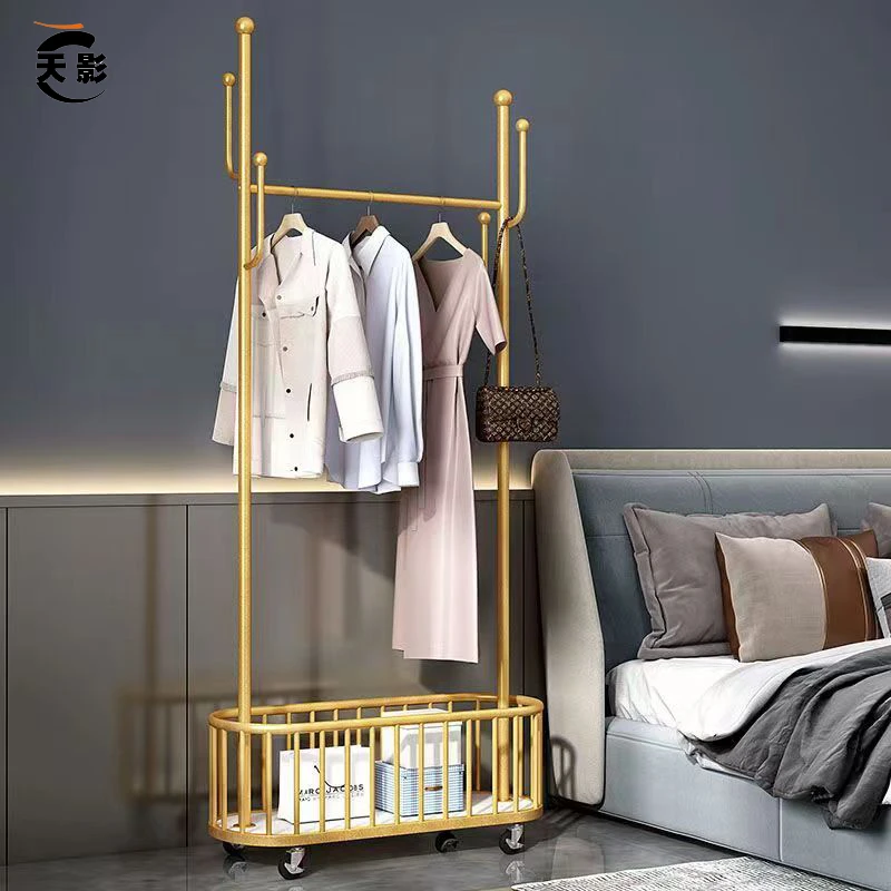 【2024匠华福衣帽架】落地卧室挂衣架金属移动带轮家用客厅衣帽架