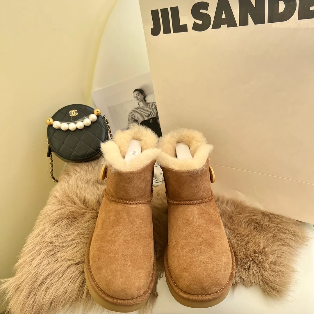 Ariesugg【皮毛一体木扣雪地靴】3352一粒木扣冬季爆款保暖雪地靴女