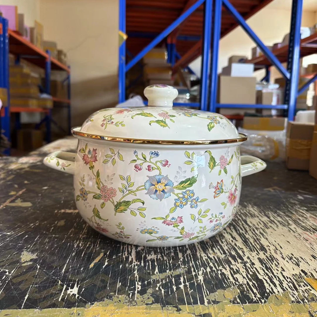 【B76】 22cm芳香系列深汤锅搪瓷珐琅汤锅