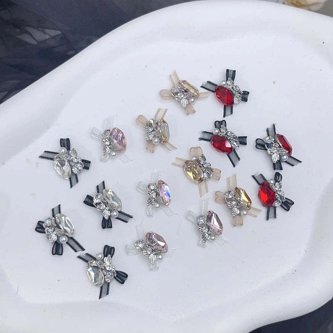 【蝴蝶结成品堆堆钻】美甲饰品10*14大鸽子蛋瘦蛋多色欧根纱指甲钻