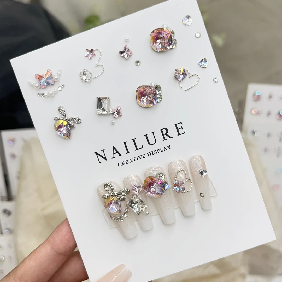 【梦若星尘】美甲饰品材料包超闪k9彩色肥方水滴尖底钻蝴蝶星星平底