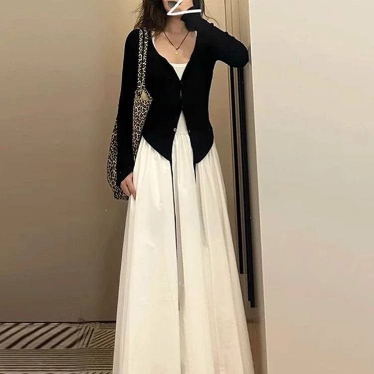 超好看独特绝美长裙两件套2024新款秋装搭配一整套连衣裙子女
