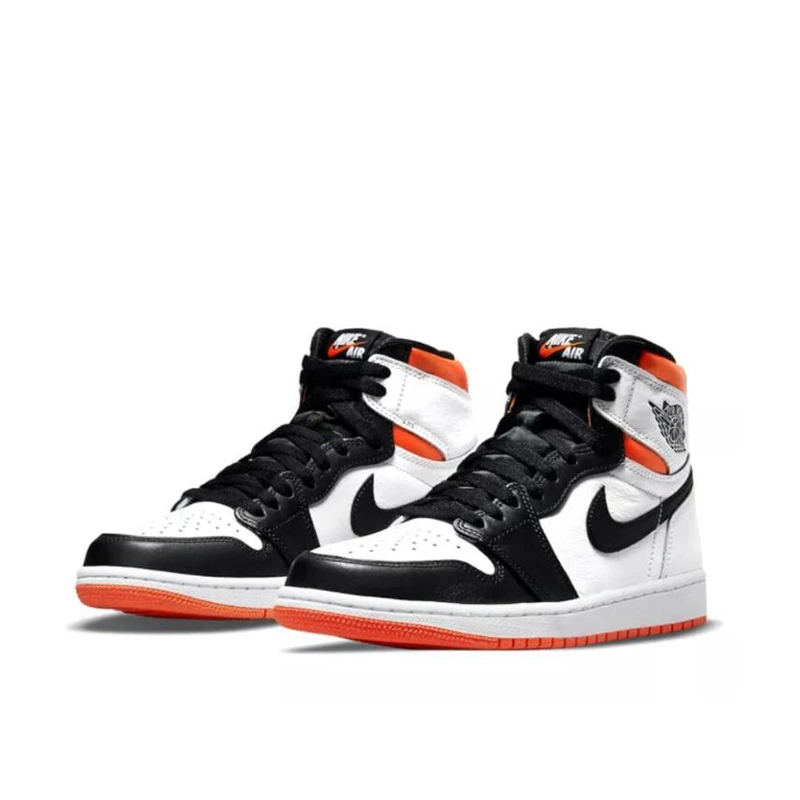 耐克nikeAirJordan1 AJ1黑白橙黑脚扣碎高帮女款篮球鞋555088-180