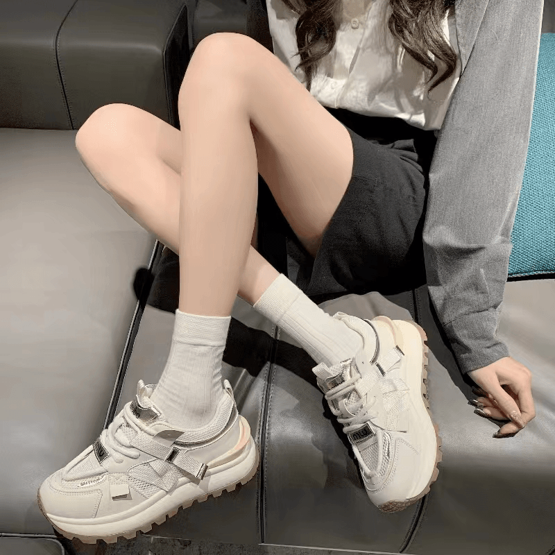 显脚小厚底款老爹鞋女2024春季新款休闲百搭增高内个子爆款潮856