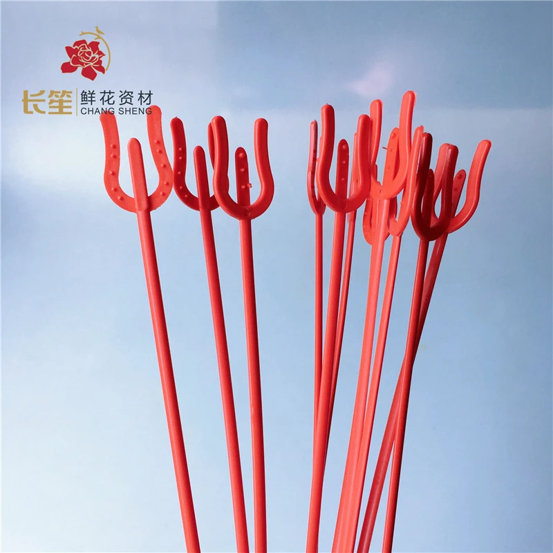 批发三叉卡片插加粗花杆塑料花插贺卡夹花艺礼品花束鲜花包装材料