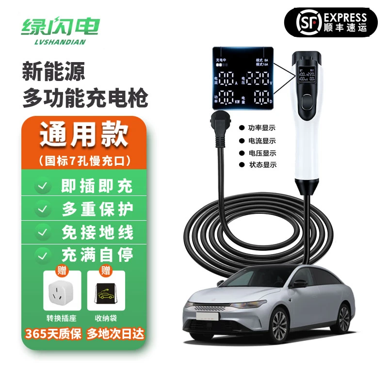 【绿闪电】3.5KW通用新能源220V家用便携式充电枪特比亚迪斯拉五菱