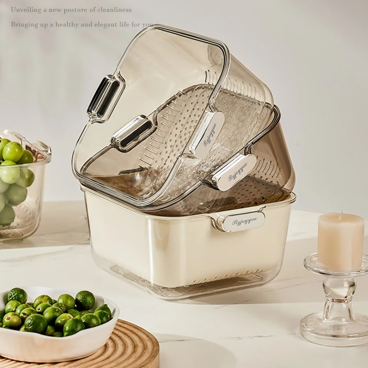 洗菜篮双层PET透明沥水篮家用厨房菜篮多功能洗水果滤水盆洗菜盆