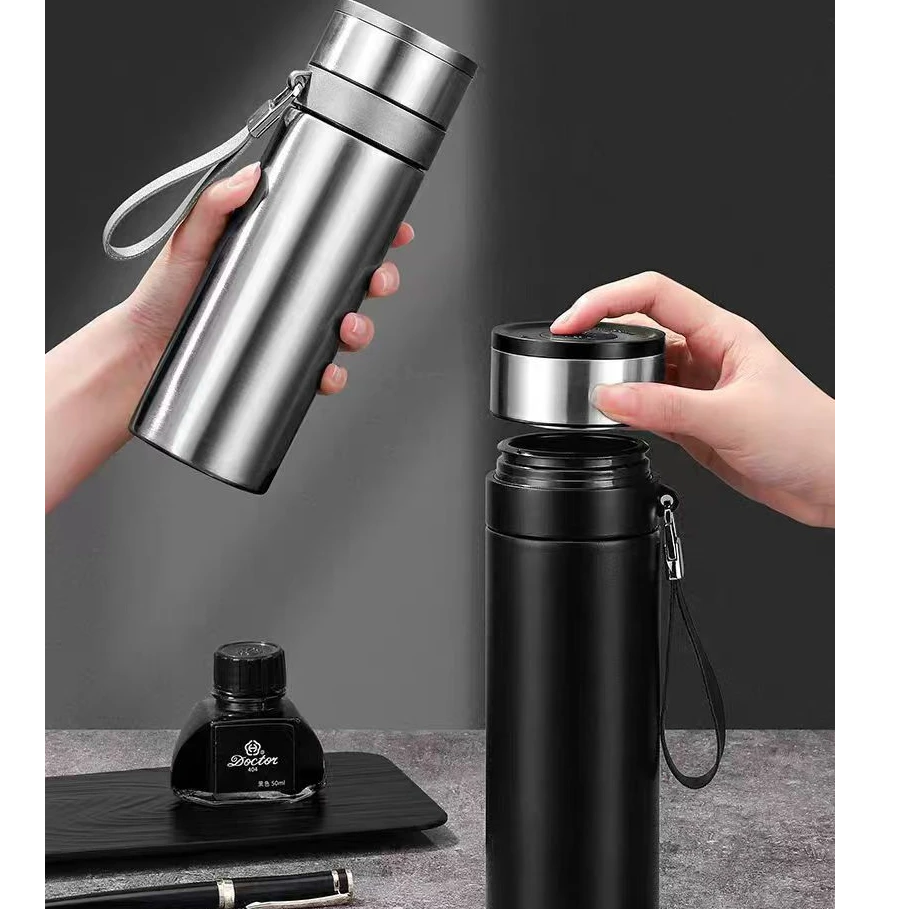 新款一键开盖提手款316不锈钢保温杯男女士车载家用便携泡茶杯