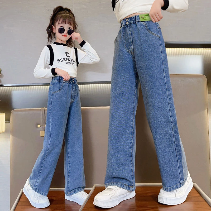 女童牛仔裤2024春秋新款儿童韩版宽松女孩休闲洋气宝宝直筒阔腿裤