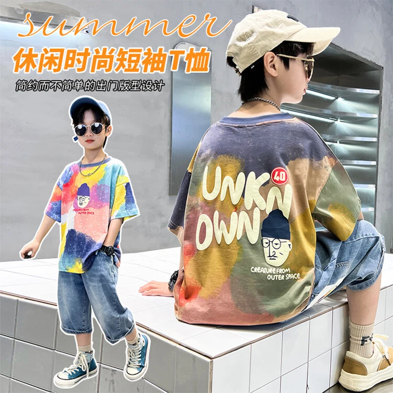 童装亲子装短袖24新款纯棉夏季儿童T恤中大童韩版潮ins宽松TX-60