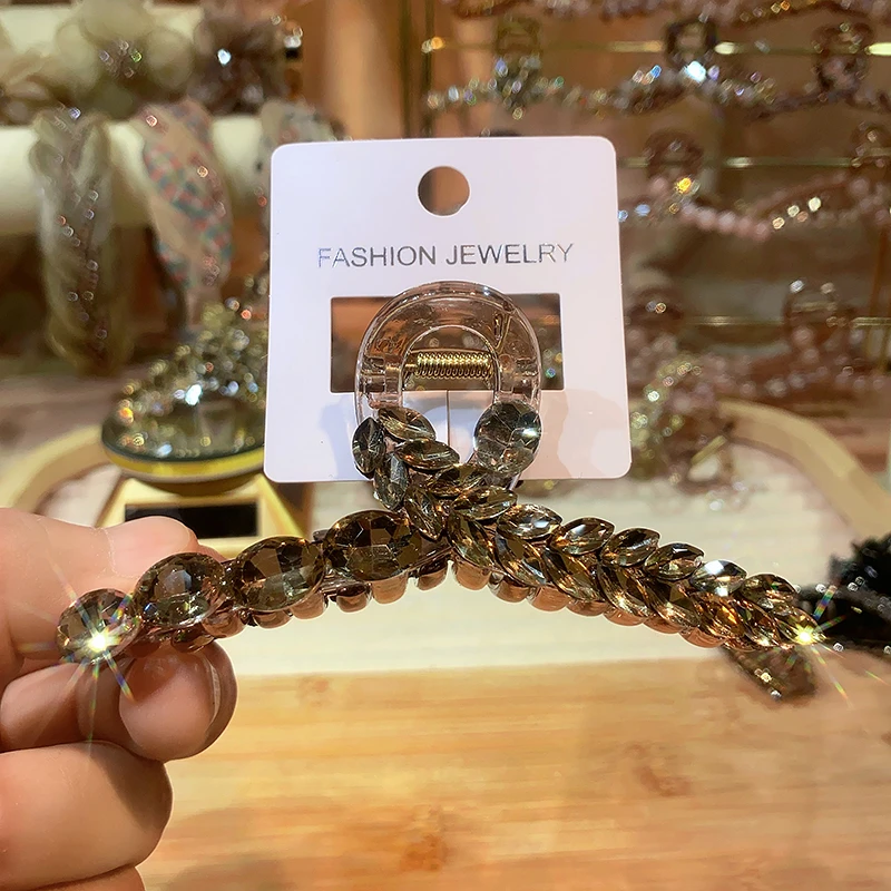 弈唯11厘米夏日闪亮中号抓夹气质轻奢时尚简约韩版优雅满钻大抓夹