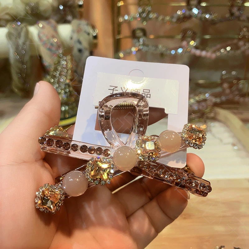 弈唯8.5厘米香槟色异形抓夹鲨鱼夹抓夹小夹子气质网红轻奢重工