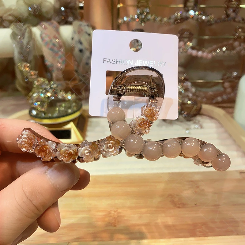 弈唯13厘米香槟色大号鲨鱼夹大抓夹气质网红可爱百搭简约韩版