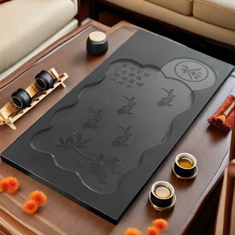 新款乌金石茶盘家用简约石头茶海大号套装现代石材茶台功夫茶桌厂