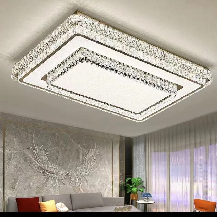 轻奢水晶灯l卧室吸顶灯现代简约大气方形灯大厅卧室灯2024新款