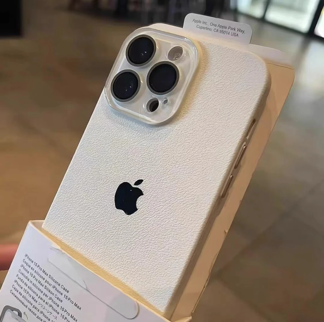 白色荔枝纹ins适用苹果16手机壳iPhone15promax镜头全包14/13防摔