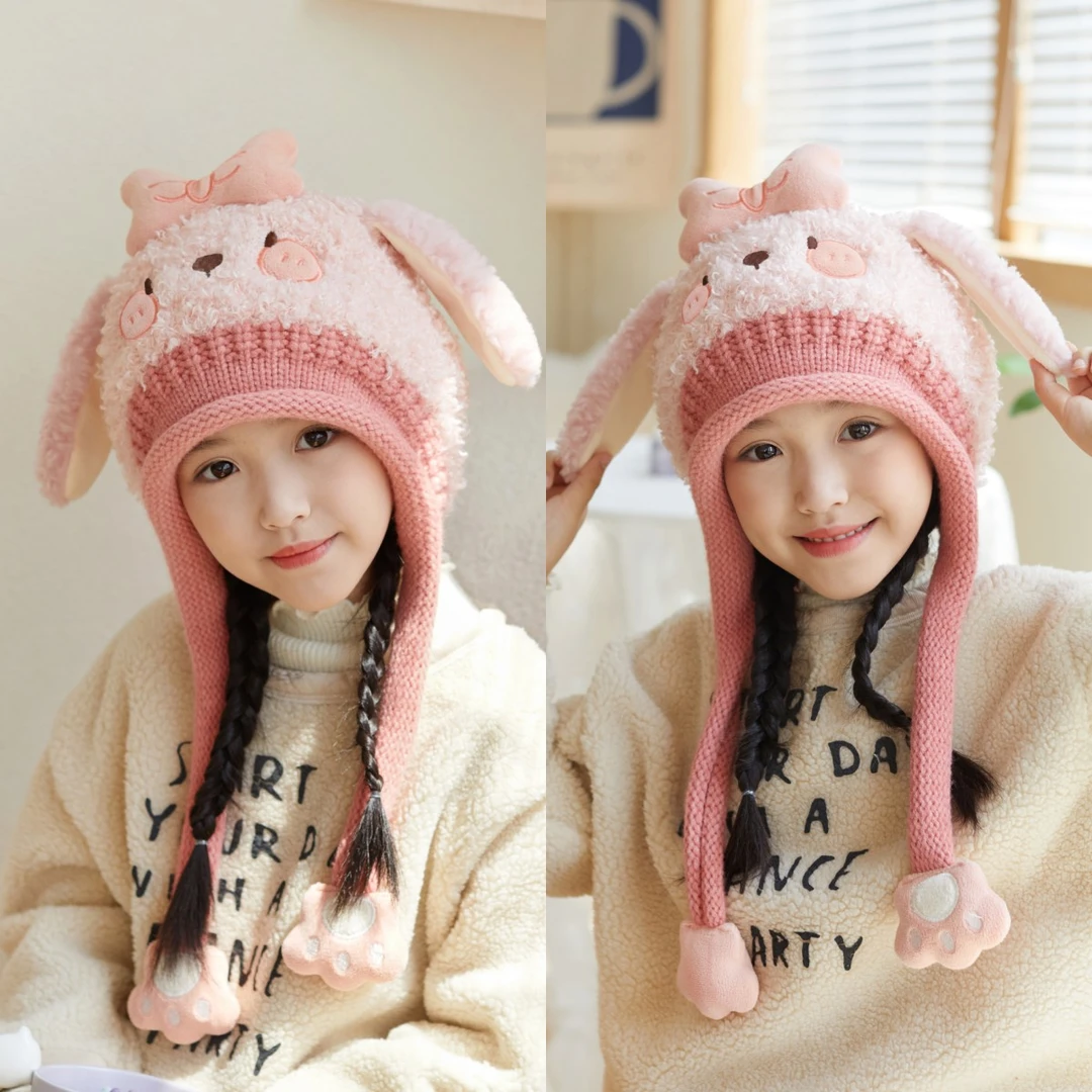 宝宝帽子围巾一体冬季保暖加厚男女儿童护耳帽可爱超萌婴幼儿帽子
