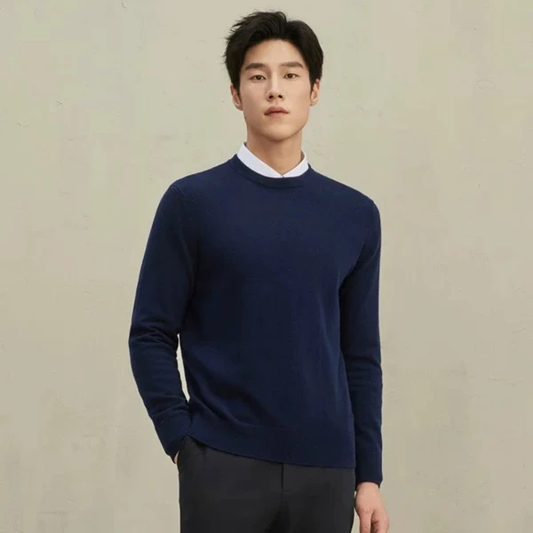 【男士圆领】秋冬新款100%羊毛绒衫百搭宽松针织打底衫长袖套头毛衣