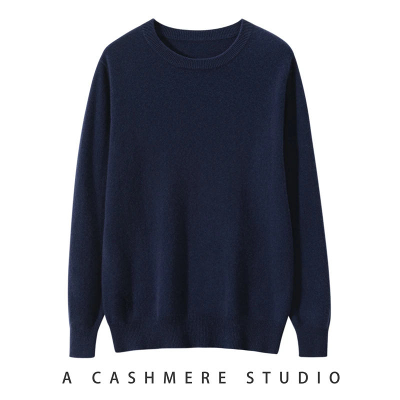 【山羊绒男士圆领】正品保暖宽松羊绒衫休闲套头针织打底毛衣秋冬款