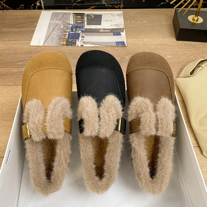 毛毛鞋2024加绒保暖豆豆鞋棉鞋一脚蹬网红棉瓢鞋女鞋加厚908