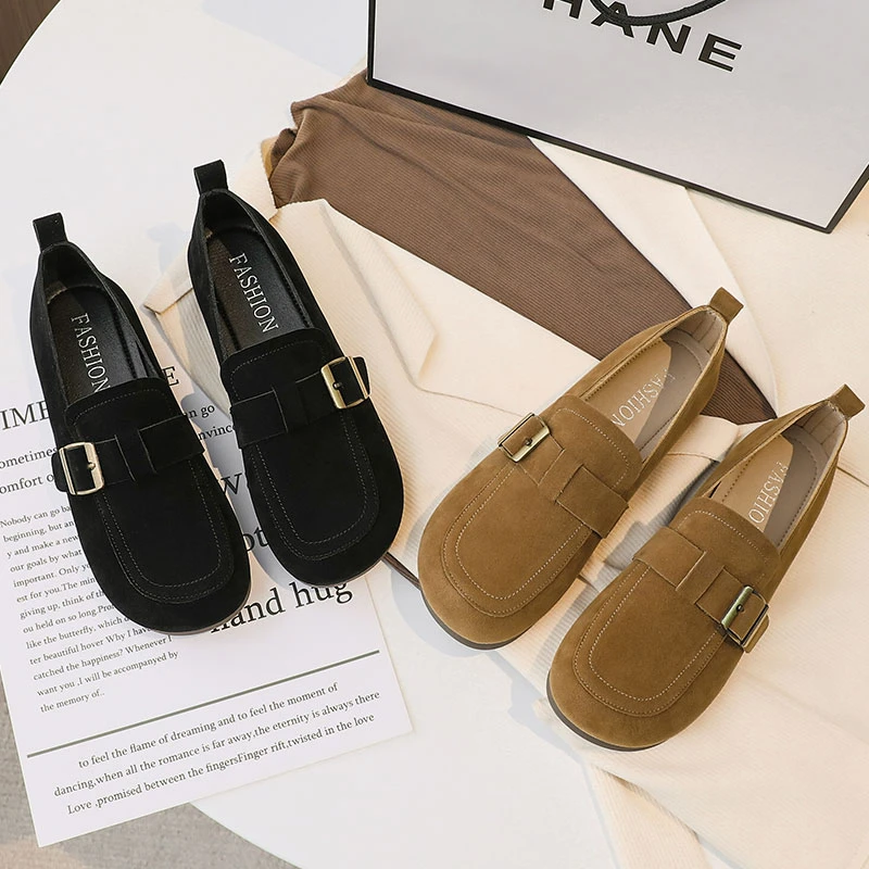 2025年春夏季新品时尚百搭平底网红单鞋方头仙女风女鞋浅口Y2厚底