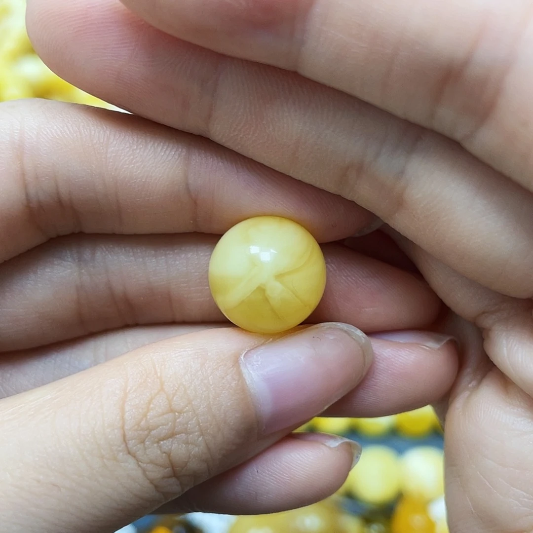 蜜蜡裸石未镶嵌圆珠14mm微瑕