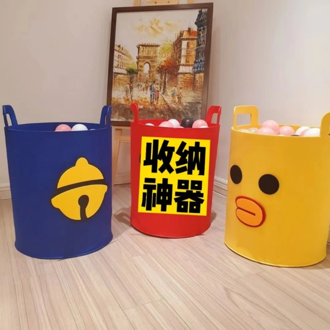 【收纳筐】超大号加厚毛毡包脏衣篮卡通儿童玩具收纳桶可折叠
