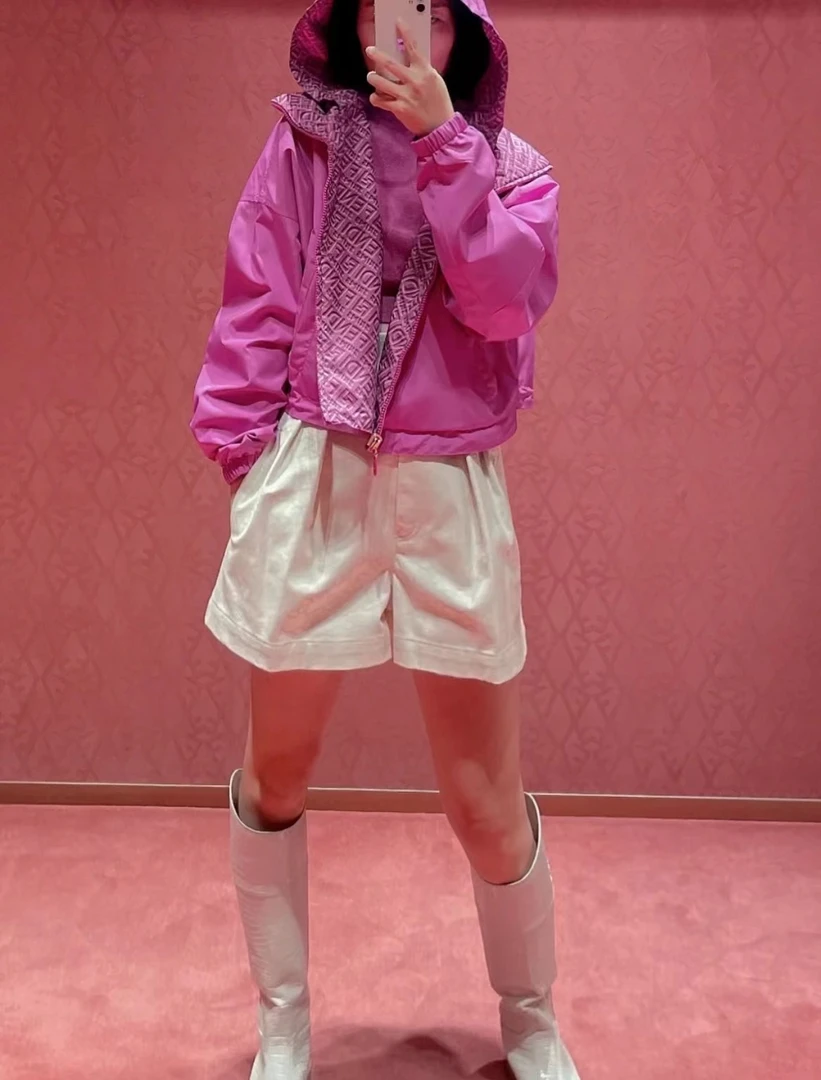 芬迪/聚酯纤维/外套/95新/XS码紫色女款