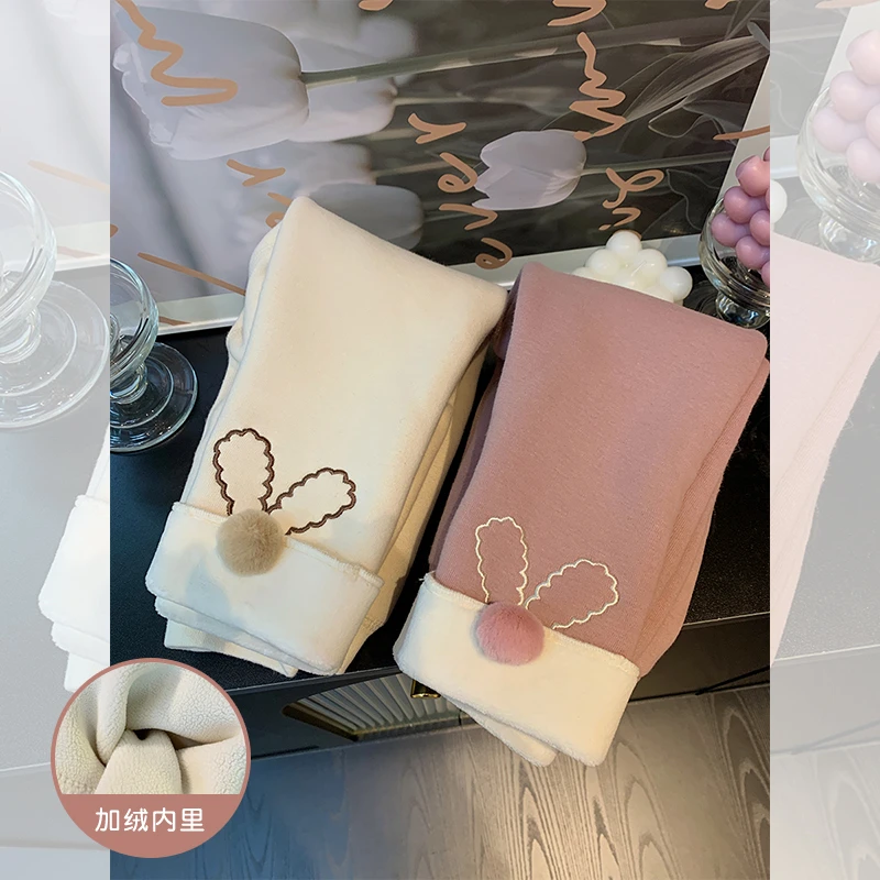 【现货特惠】女童加绒加厚打底裤2023新款小童女宝宝一体绒裤子百搭