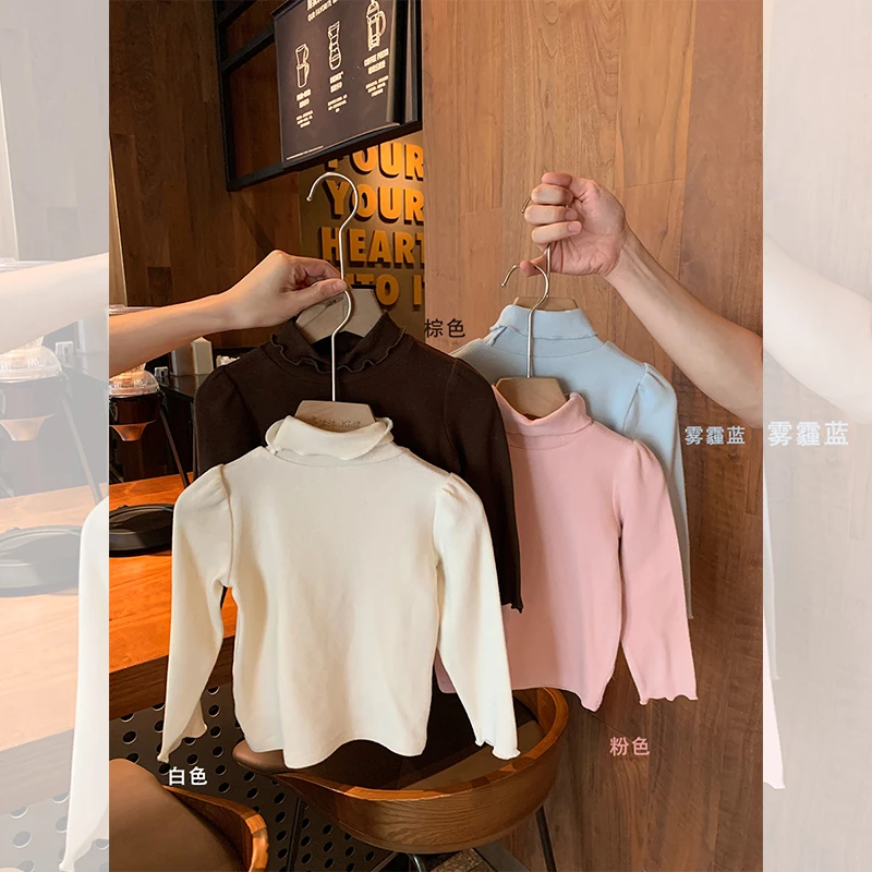 【现货】女童打底衫百搭2024新款秋装小童女宝宝半高领打底洋气上衣