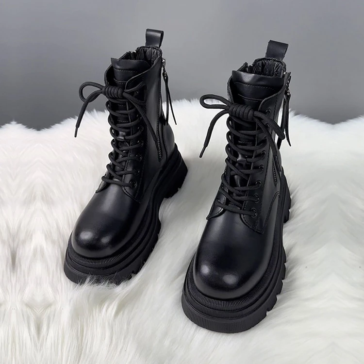 厚底马丁靴女2024新款秋冬季英伦风网红爆款百搭短靴女小个子单靴