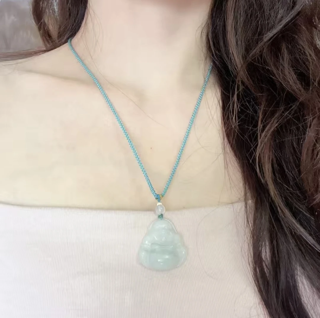 天山翠大肚弥勒佛吊坠～女士气质随机发货