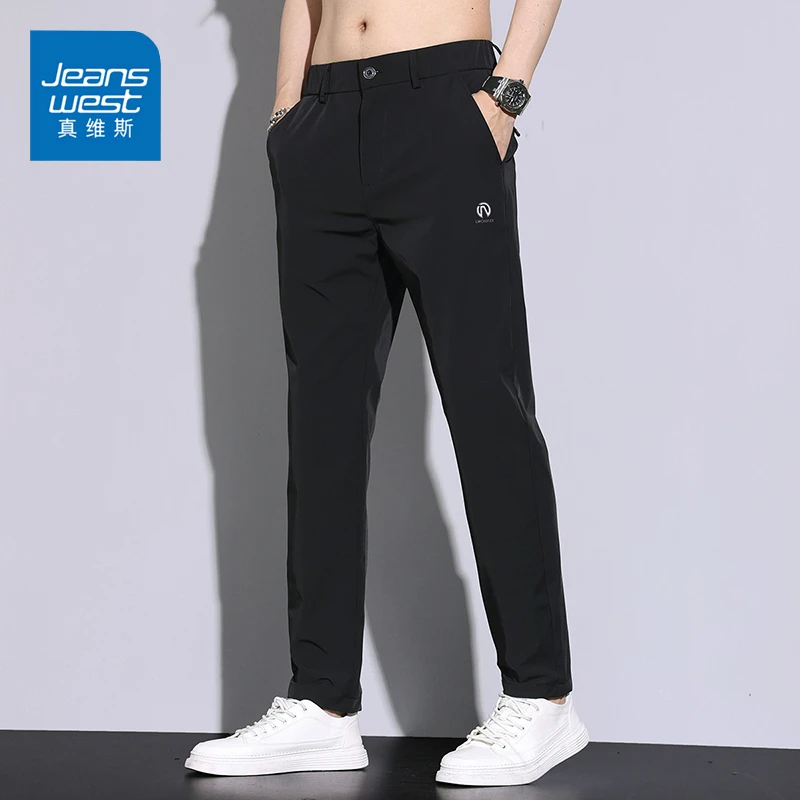 Jeanswest/真维斯春夏季新款薄款男士透气直筒百搭时尚修身休闲裤