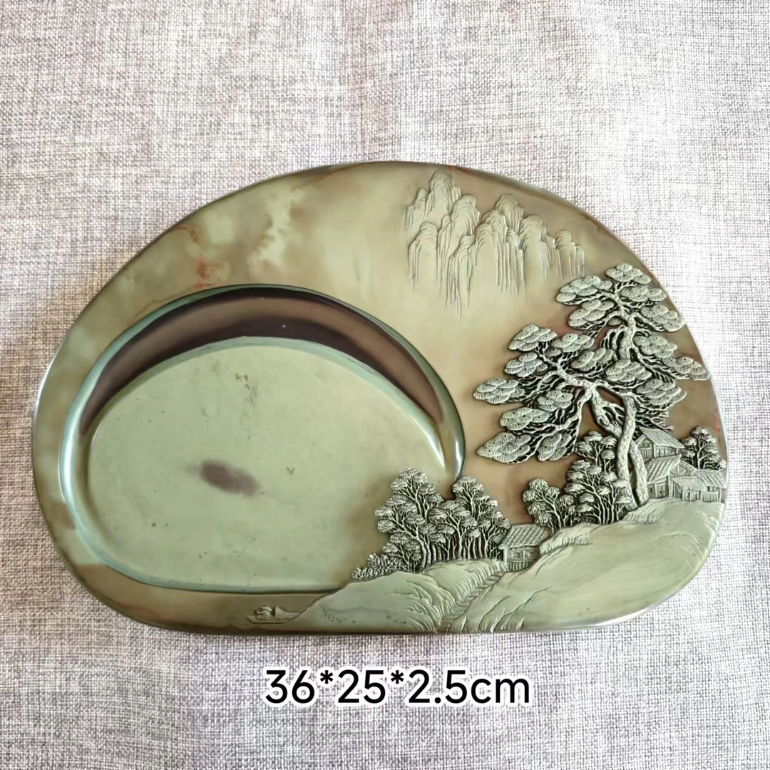 文房四宝之攀枝花苴却砚绿标山水砚砚语轩作品包邮砚台苴却石