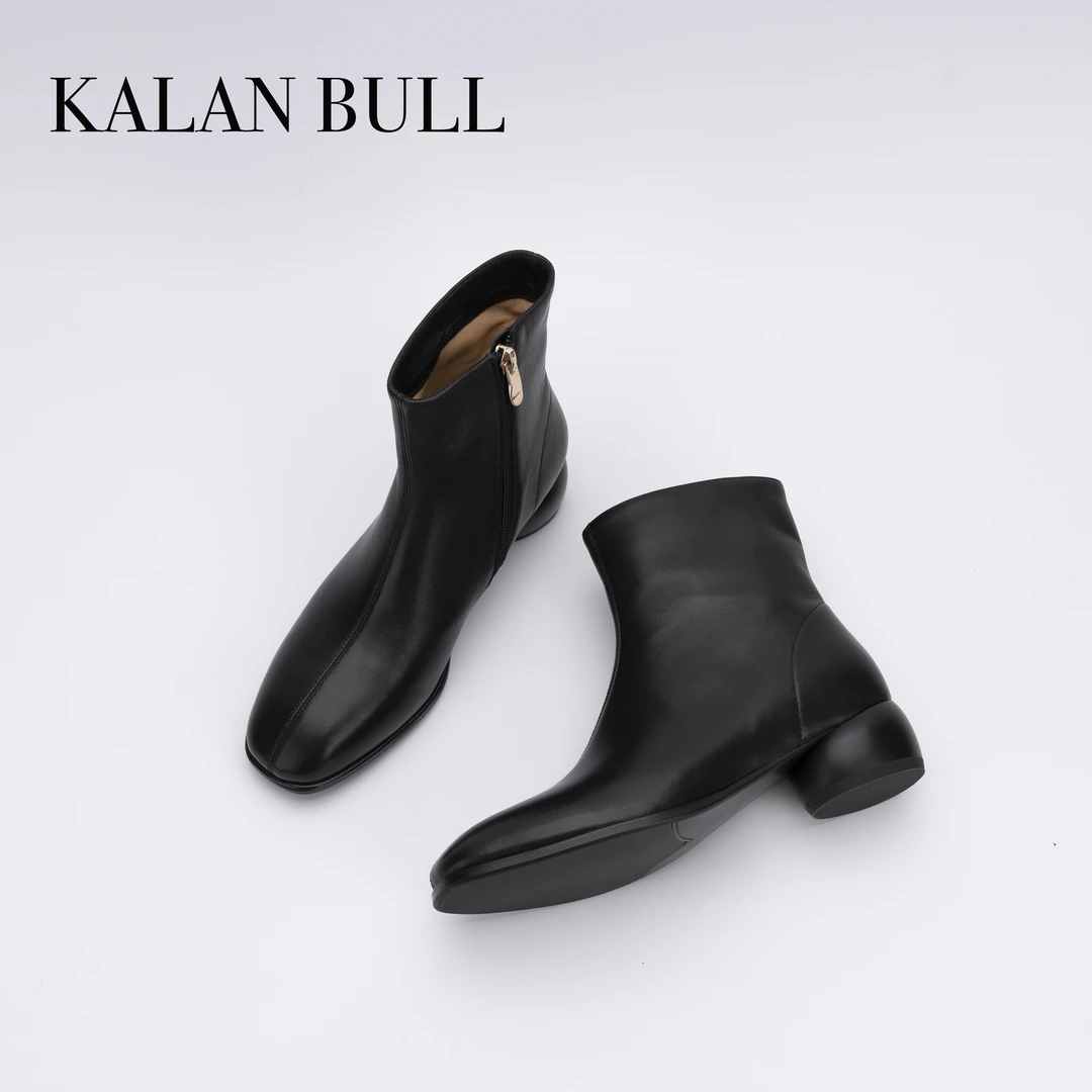 FZT头层羊皮真皮时尚2024秋冬新款时装瘦瘦靴圆跟秀气显瘦女鞋