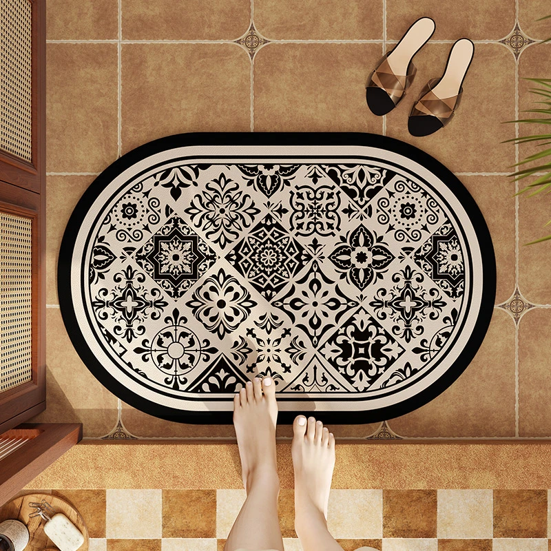 复古美拉德宿舍卧室厨房浴室擦脚垫温暖居家硅藻地垫吸水防滑地垫