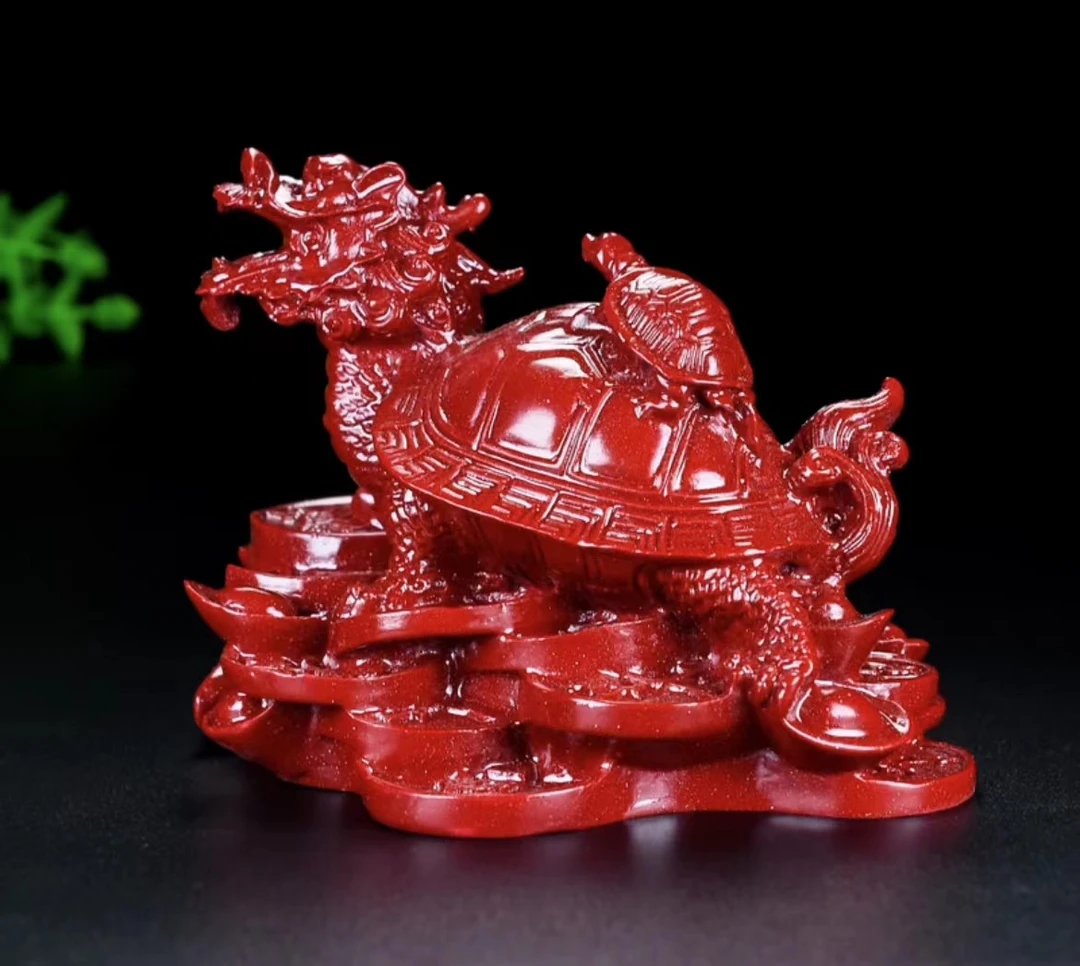 朱砂龙龟摆件紫金砂玄武守龙龟携子上朝富贵缠身摆件祈福运纳祥瑞
