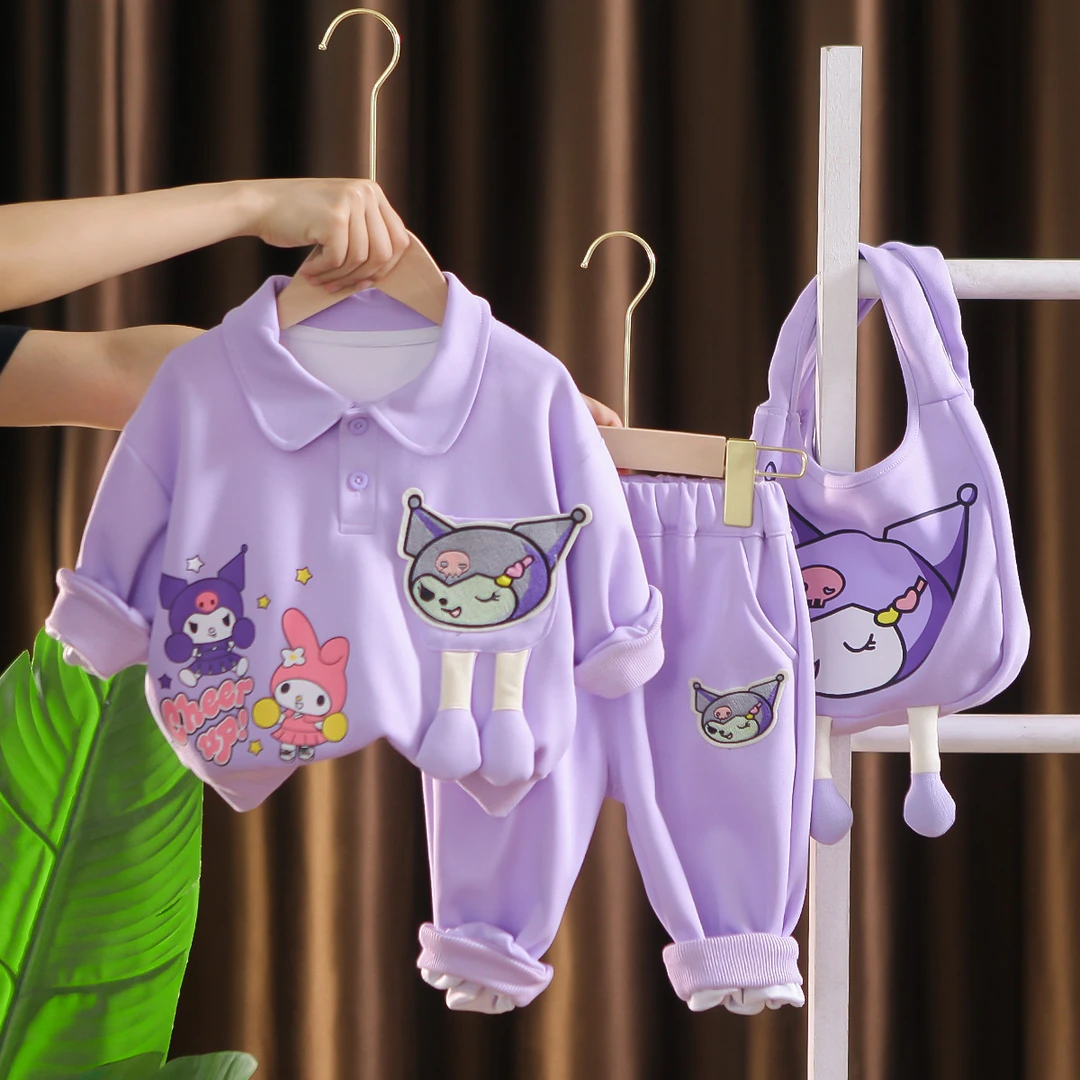 2024新款女童春秋款洋气儿童装POLO衫卡通休闲两件套女宝宝秋季潮