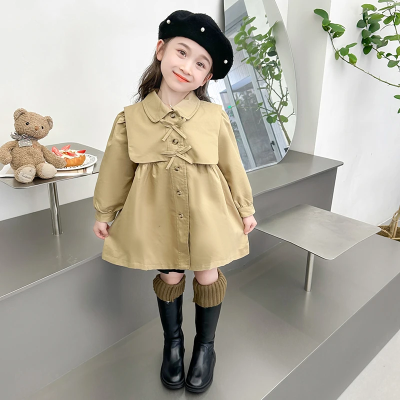 女童秋款风衣外套1-10岁宝宝洋气英伦风韩版时髦女孩中长款春秋装