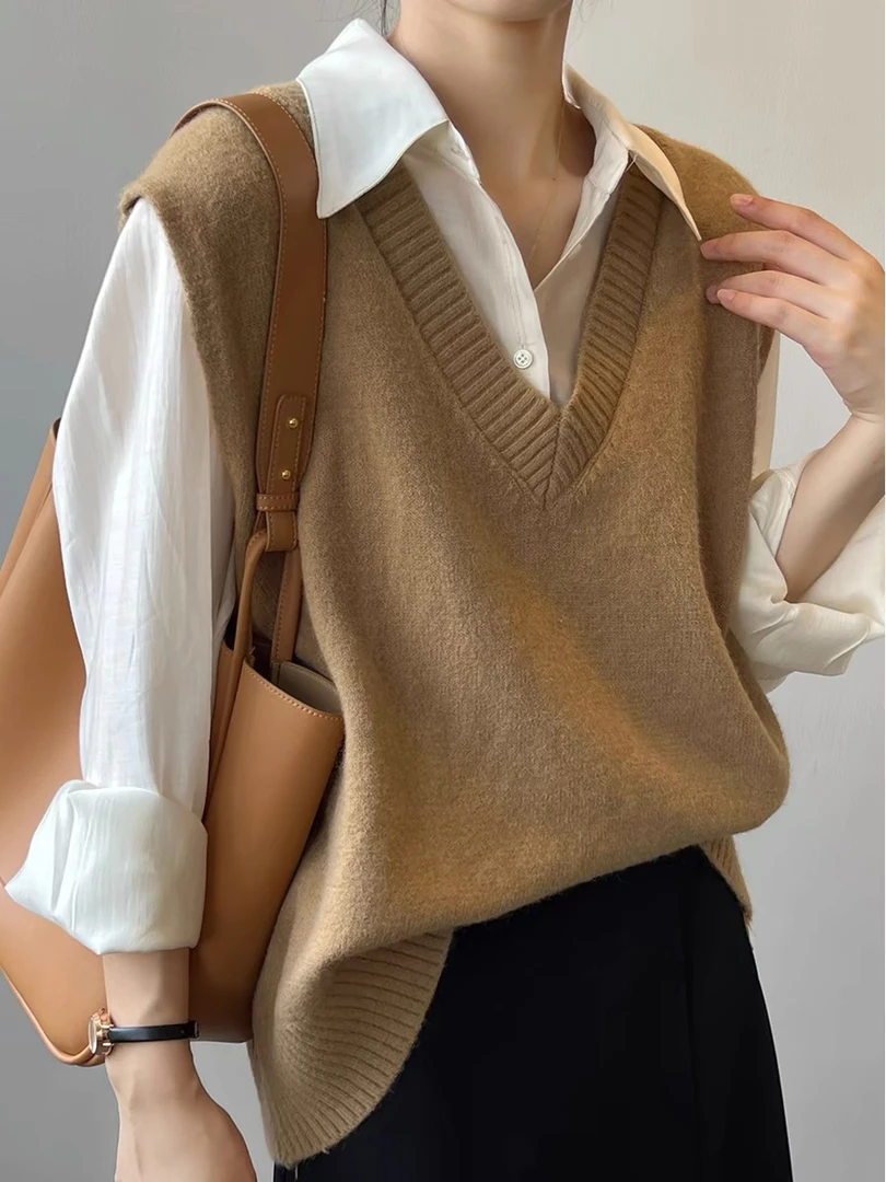 951-1000美拉德针织马甲背心女秋冬款毛衣