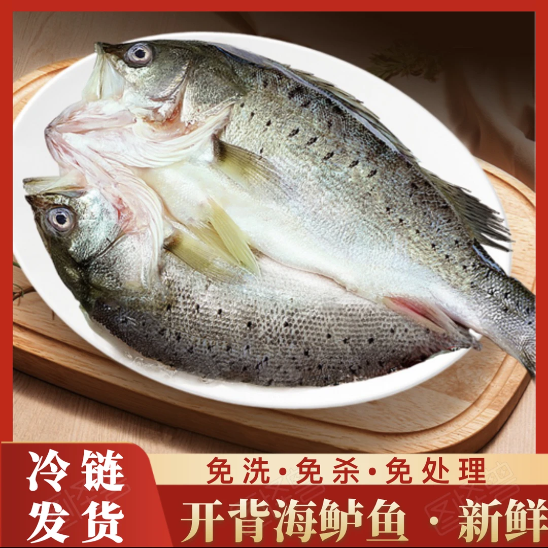 开背海鲈鱼新鲜冷冻深海鱼七星鱼三去卢鱼海鲜水产烤鱼半成品商用