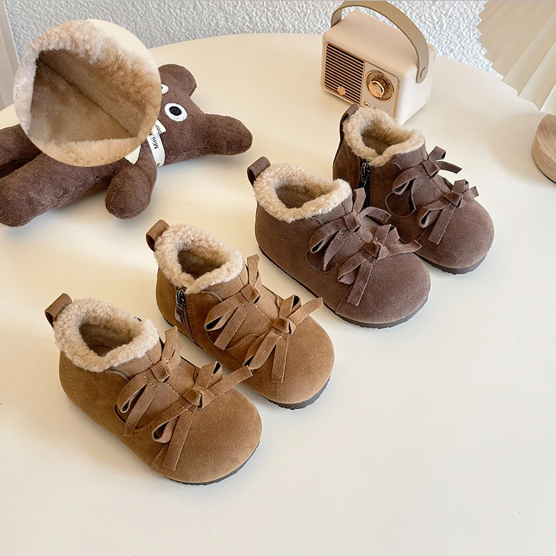 女童勃肯鞋冬季儿童毛毛鞋软底婴儿学步鞋女宝宝鞋子男童小童棉鞋