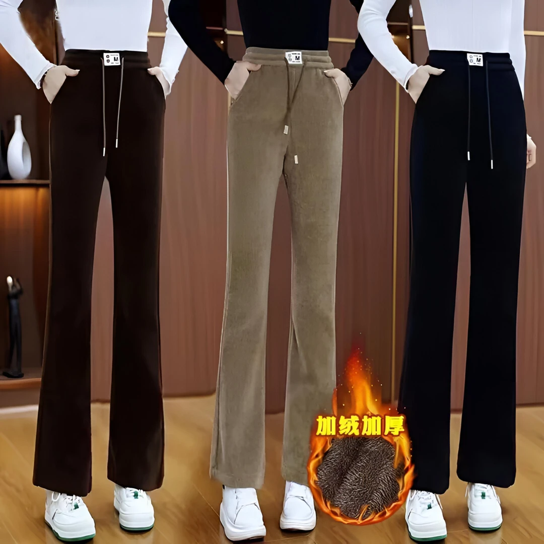 欧棉绒微喇裤秋冬加绒/不加绒休闲运动中老年高腰显瘦微喇裤女裤