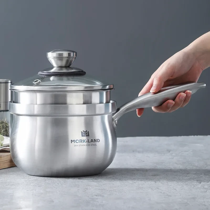 MORK&LAND/纳尔不锈钢蒸奶锅16cm辅食锅莫克兰德大容量无涂层锅